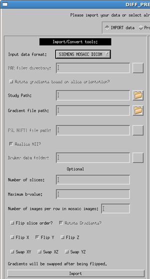 Siemens Mosaic DICOM import menu