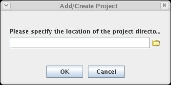 Popup window asking for project directory path