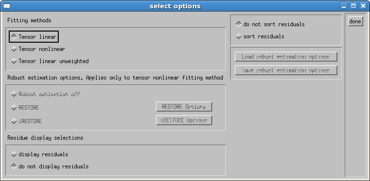 Tensor estimation options with tensor linear selected