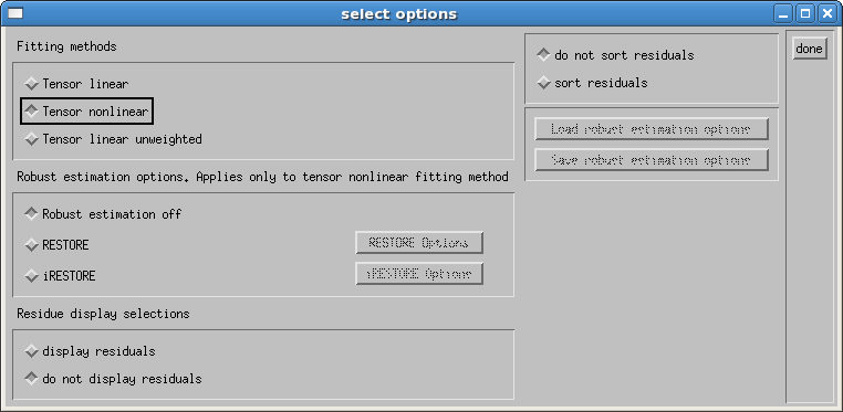 Tensor estimation options with tensor nonlinear selected