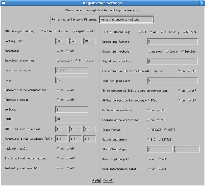 Registration settings